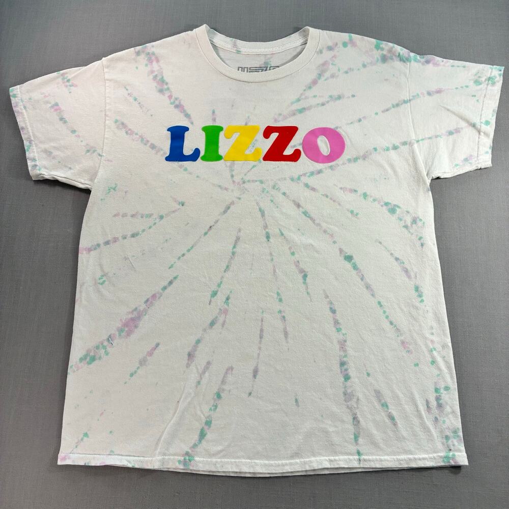 LIZZO Tie Dye Graphic T-Shirt UR Special Rainbow Logo 100% Cotton Large